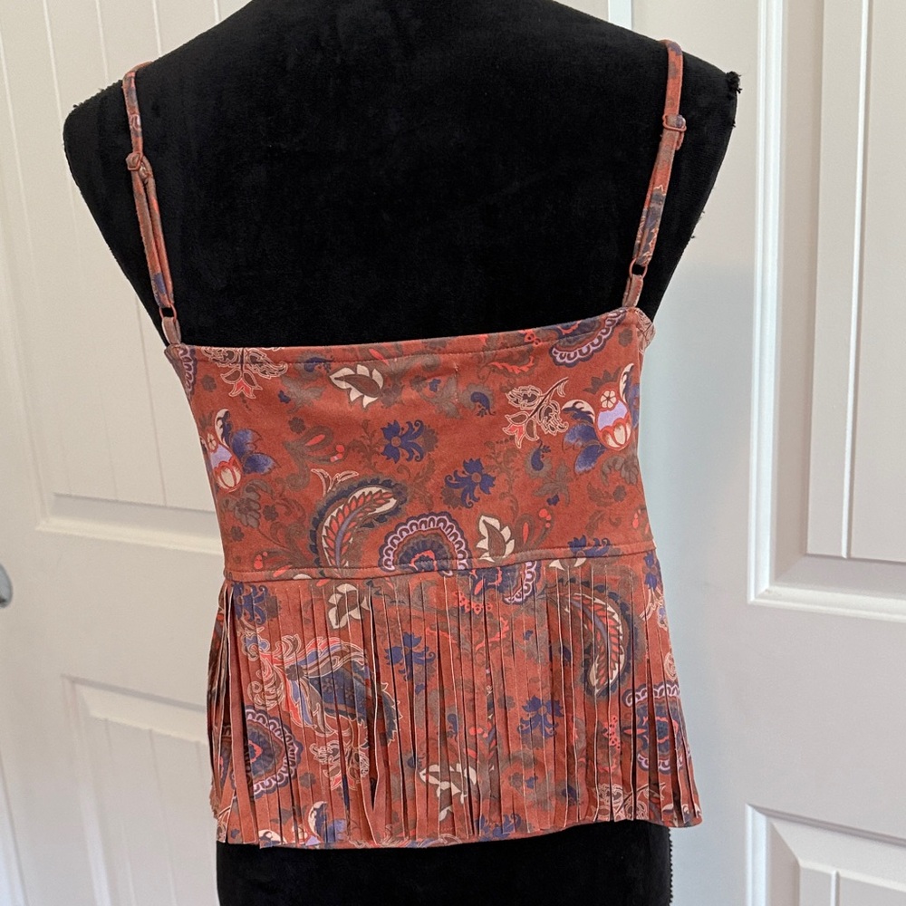 Idyllwind Rust Paisley Fringe Tank Top - Picture 3 of 9